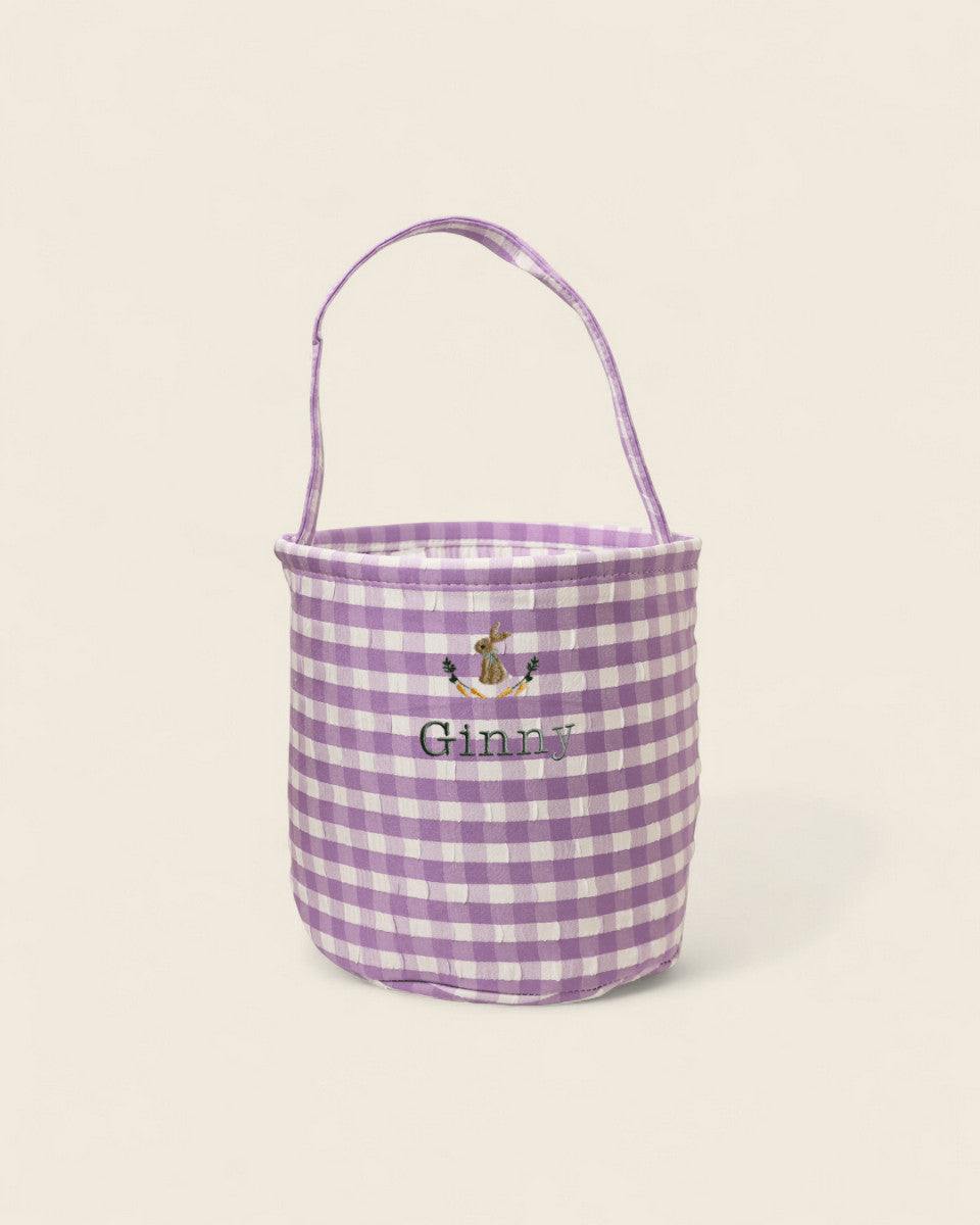Personalised Storage Bucket - Bunny and Carrots - Namesake Embroidery Studio
