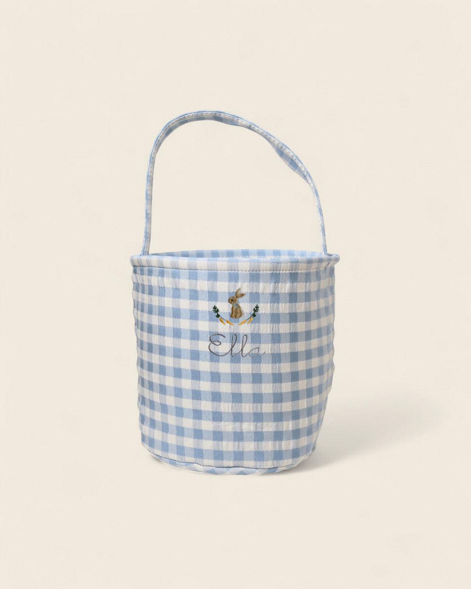 Personalised Storage Bucket - Bunny and Carrots - Namesake Embroidery Studio