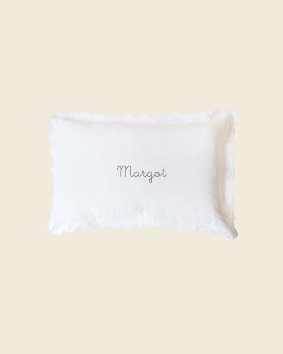 Pillowcase - White Scalloped Edge - Namesake Embroidery Studio