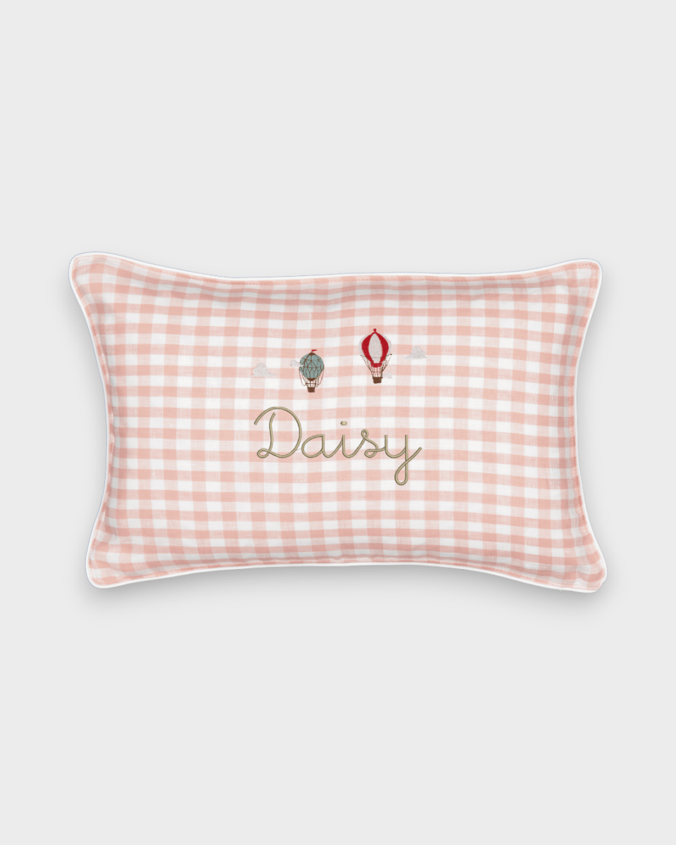 Up And Away Linen Cushion - Namesake Embroidery Studio