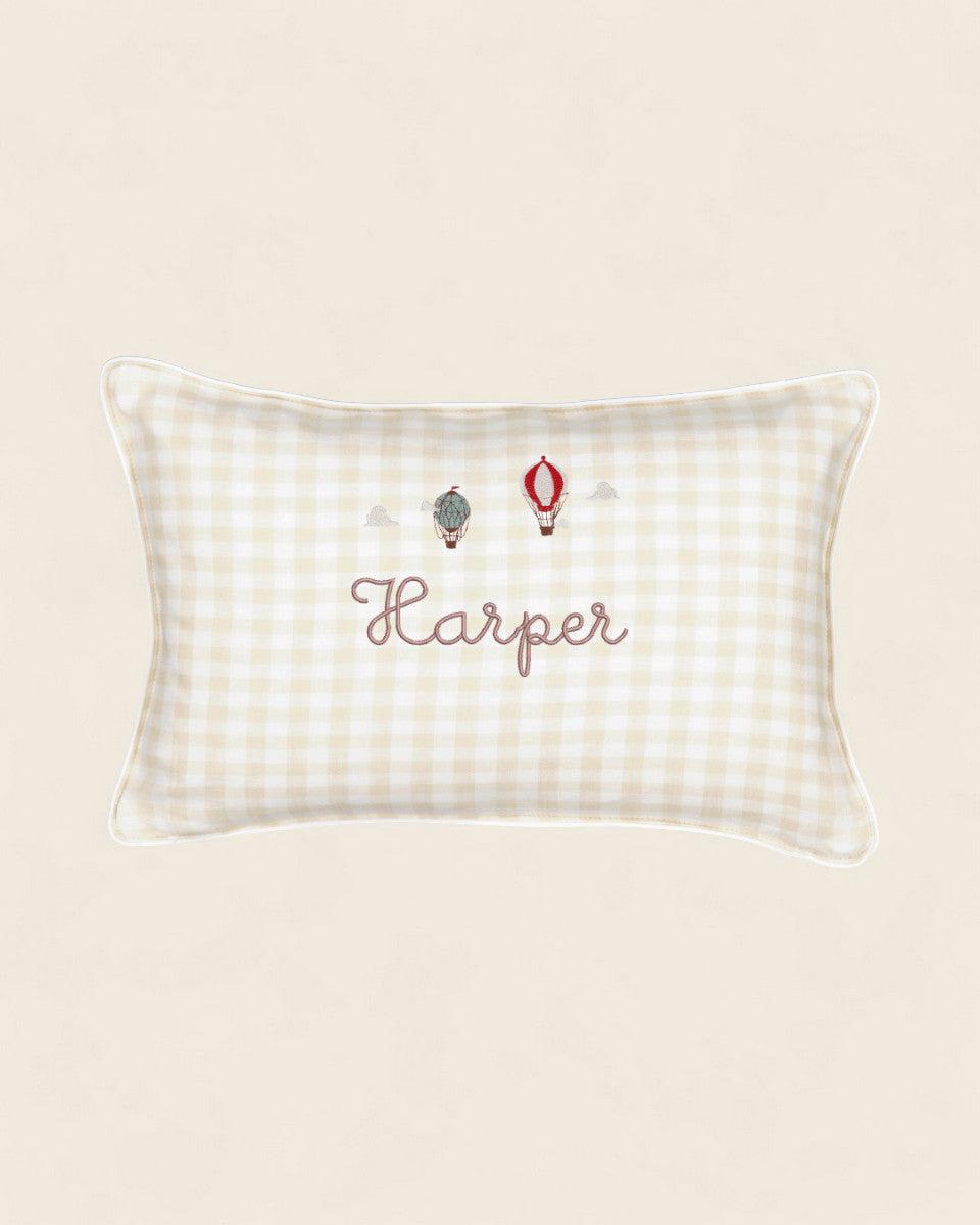 Up And Away Linen Cushion - Namesake Embroidery Studio