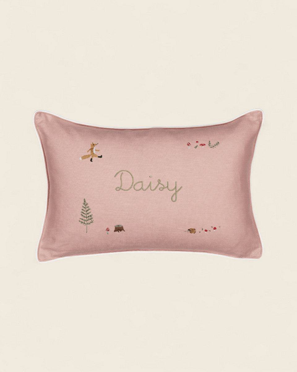 Woodland Friendly Fox Keepsake Linen Cushion - Namesake Embroidery Studio